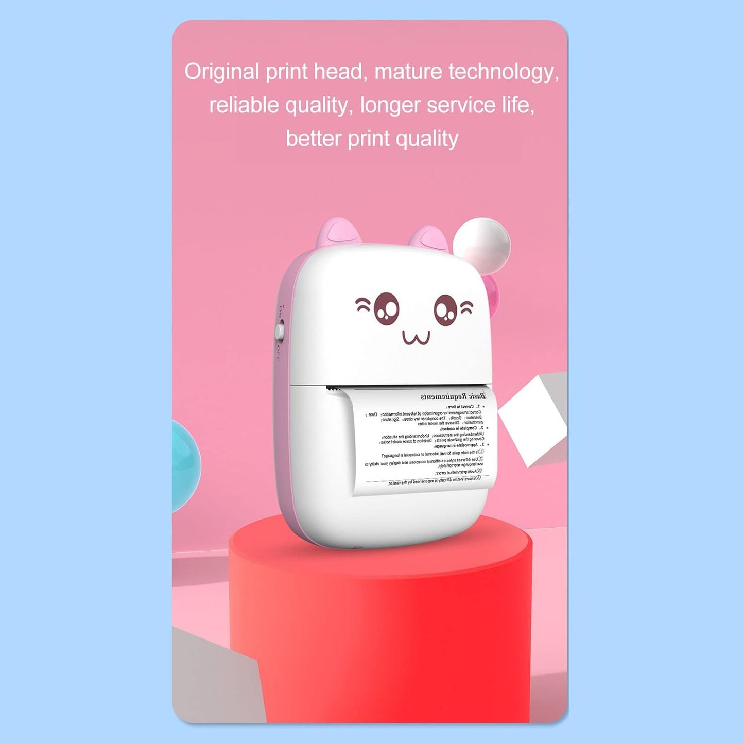 Cute Pocket Mini Bluetooth Thermal Printer – Wireless Smart Printer for Photos (Includes 1 Roll Paper)