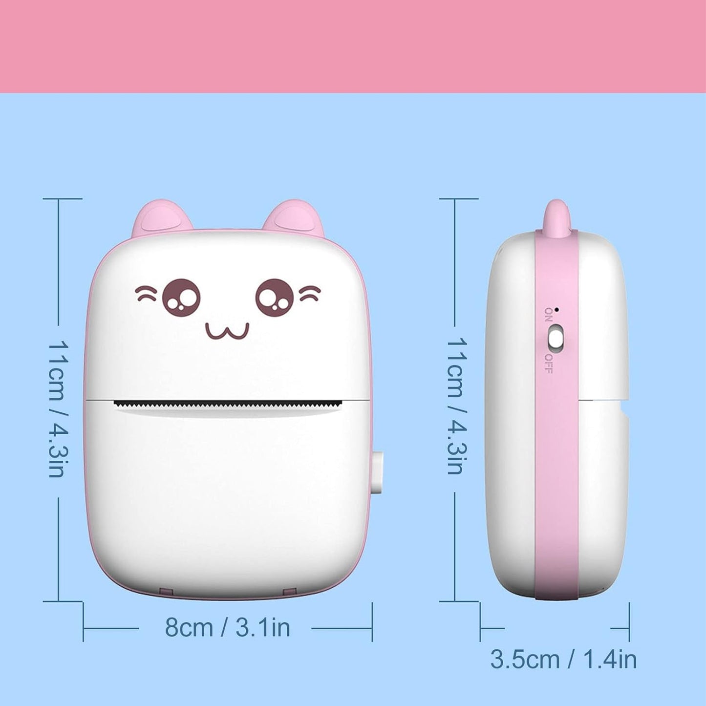 Cute Pocket Mini Bluetooth Thermal Printer – Wireless Smart Printer for Photos (Includes 1 Roll Paper)