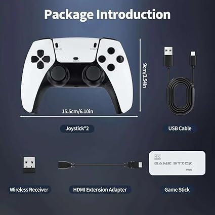 DWH Wireless Video Games for Tv Gaming, Retro Gaming Console with Game Stick Plug & Play TV Video Game Set for 2 Player with 10 Emulators 24000+ Games 2.4G Wireless