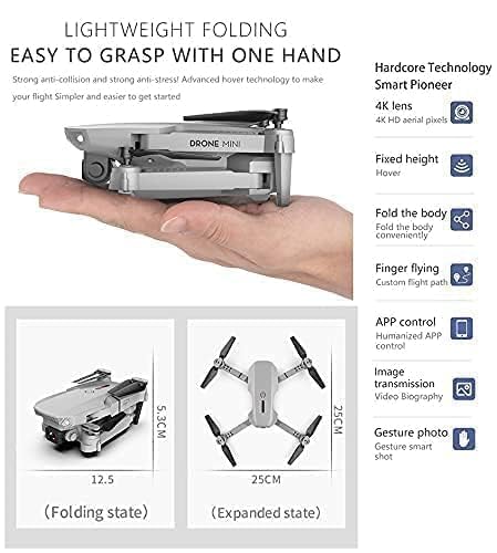 Foldable Drone with 4k Dual Camera Altitude Hold, One Key Take Off/Landing, 360° Flip.