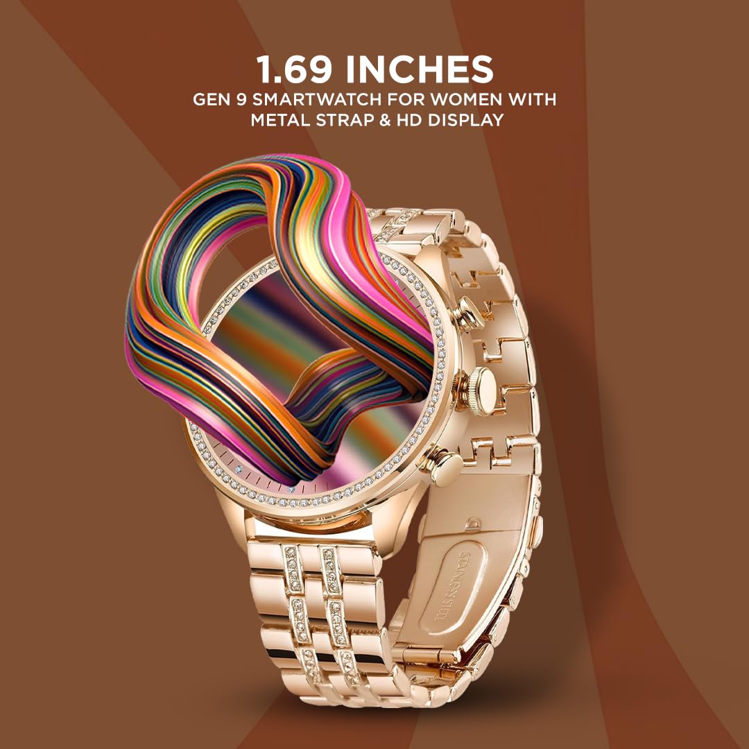 GEN 9 Smartwatch Waterproof for Women with Metal Strap & HD Display, Bluetooth Calling