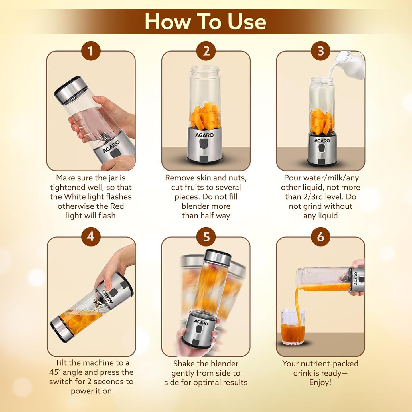 Portable USB Rechargeable Mini Juicer Blender,Electric Juicer Bottle For Smoothies and Juices, Mixer Juicer that Crushes Ice