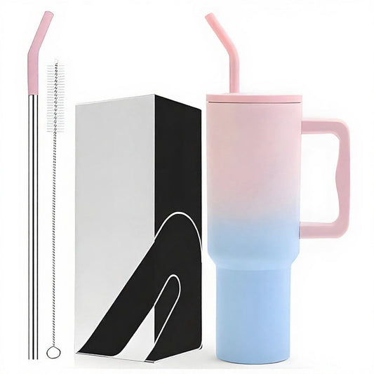Tumbler Bottle Water Bottle with Lid and Straw 1.2L Stainless Steel Double Insulated Tumblers for Hot & Cold Drink 100% Leakproof Tumbler with Handle